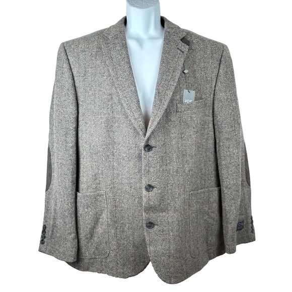 JOE Joseph Abboud Tan Brown 100% Wool Elbow Patch Jacket Sports Coat Sz 48R NWT